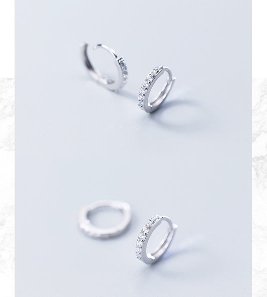 Korean style micro-encrusted circle earrings small earrings earrings jewelry