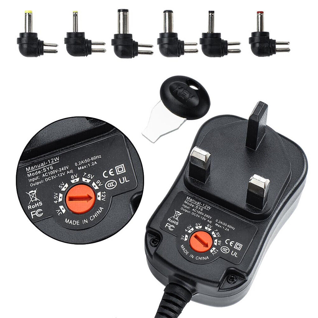 Universal 3-12V Adjustable Voltage Adaptor Charger USB AC DC Power Supply Adapte