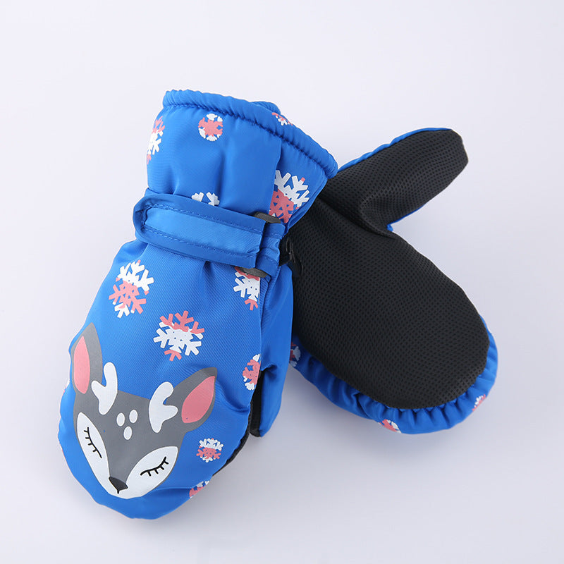 Cartoon Snowflake Deer Fever Gloves For Children