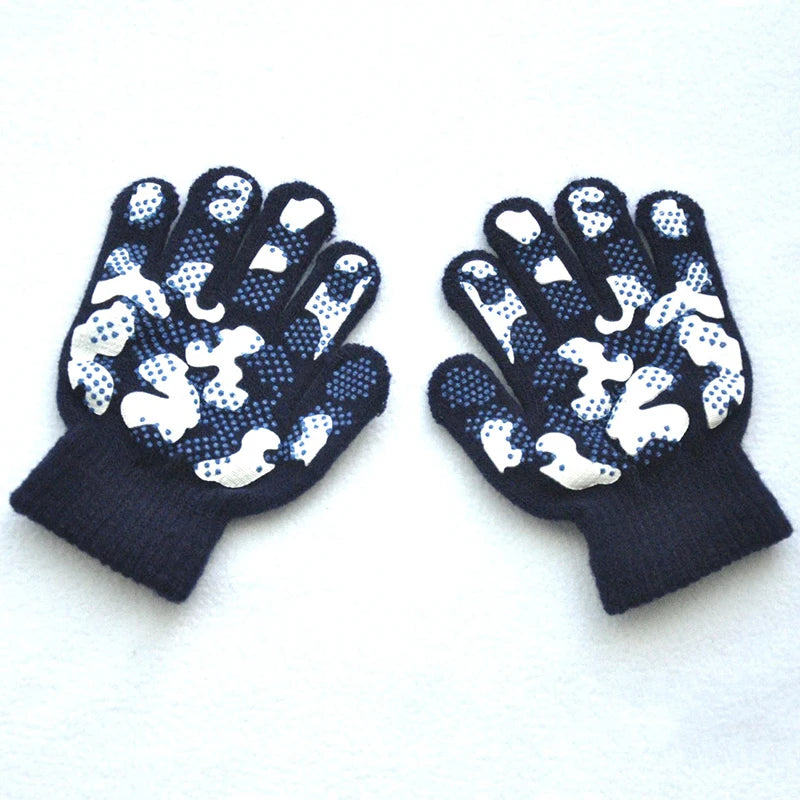 New Camouflage Anti Slip 3-6Y Children Winter Knitted Warm Gloves For Boys Girls Student Mittens Outdoor Cycling Skiing Gloves