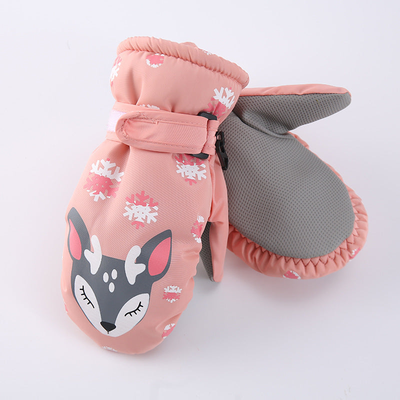 Cartoon Snowflake Deer Fever Gloves For Children