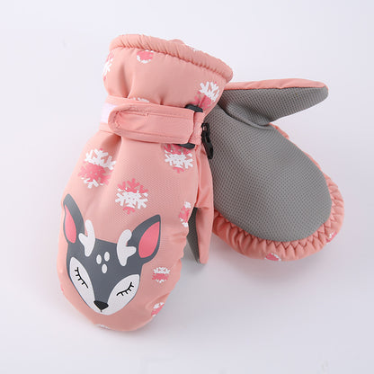 Cartoon Snowflake Deer Fever Gloves For Children