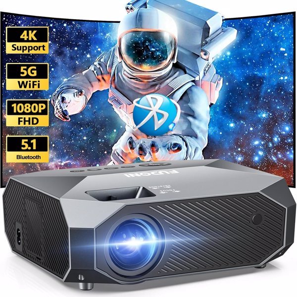 Projector With 5G WiFi And Bluetooth, Native 1080P, Supports 4K, Suitable For Mobile Phones,PCs,TV Sticks,PS5, Shipped From FBA Warehouse.