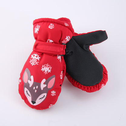 Cartoon Snowflake Deer Fever Gloves For Children