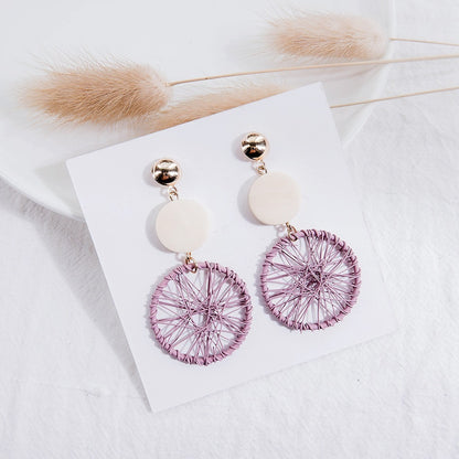 Dream Catcher Earrings Net red with long earrings wood earrings