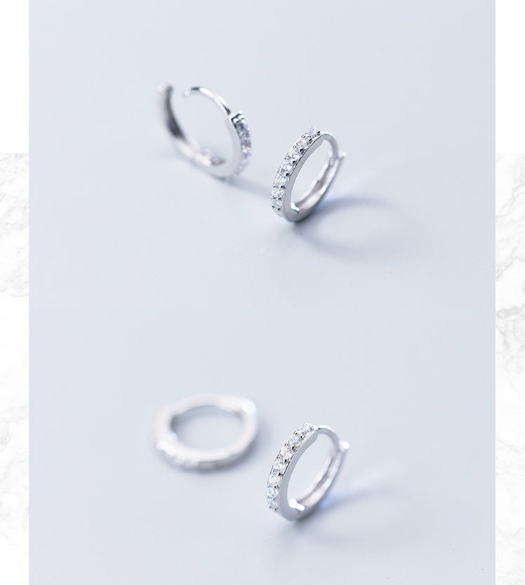 Korean style micro-encrusted circle earrings small earrings earrings jewelry