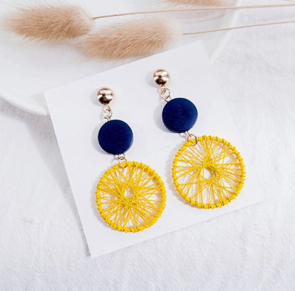 Dream Catcher Earrings Net red with long earrings wood earrings