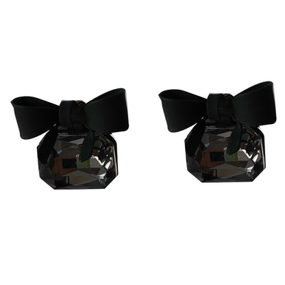 Black Earrings Personalized Matte Bow Earrings Niche Short Earrings Women