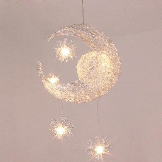 Aluminum Wire Star Moon Chandelier Restaurant Bar Bedroom Warm Lighting Simple Children's Room Lamps