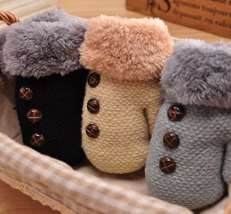 Children'S Gloves Winter New Boys Warm Baby Bag Refers To Children Plus Velvet Thick Knitted Woolen Gloves