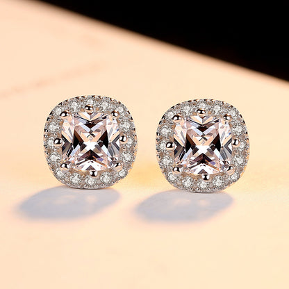 New Earrings S925 Sterling Silver Stud Earrings Hearts & Arrows Earrings