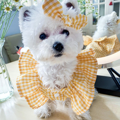 Pet Clothes Red Check Bowknot Pet Clothes Baby Shirt