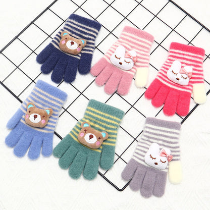 Children's Gloves Winter Warm Five Finger Girls Cute Baby Cartoon Boys Primary School Children Finger Autumn Winter