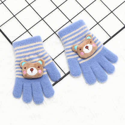 Children's Gloves Winter Warm Five Finger Girls Cute Baby Cartoon Boys Primary School Children Finger Autumn Winter