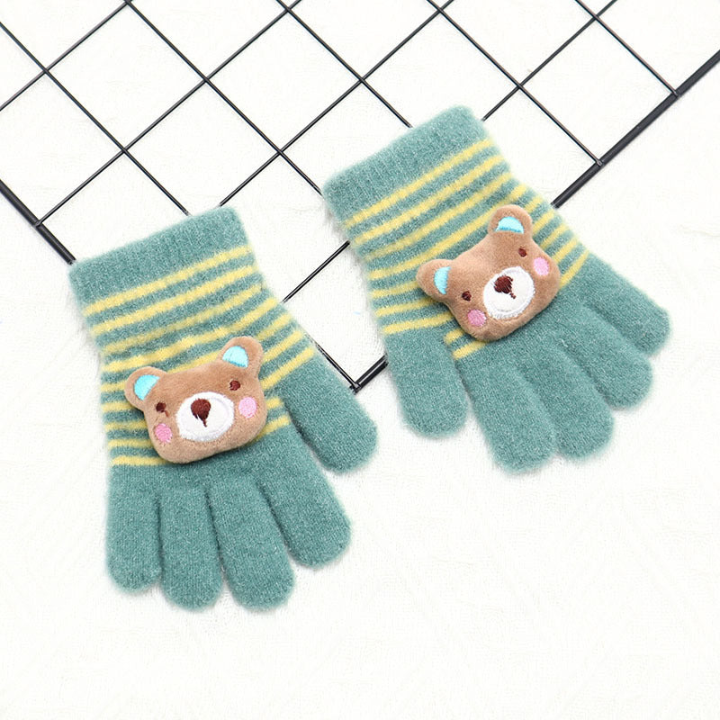 Children's Gloves Winter Warm Five Finger Girls Cute Baby Cartoon Boys Primary School Children Finger Autumn Winter