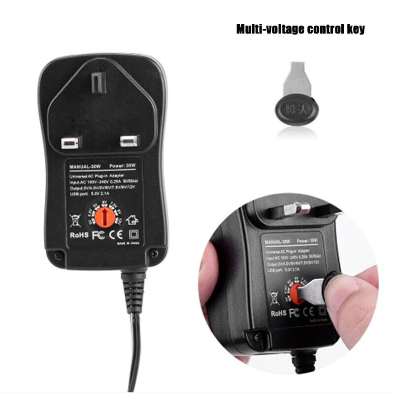 Universal 3-12V Adjustable Voltage Adaptor Charger USB AC DC Power Supply Adapte
