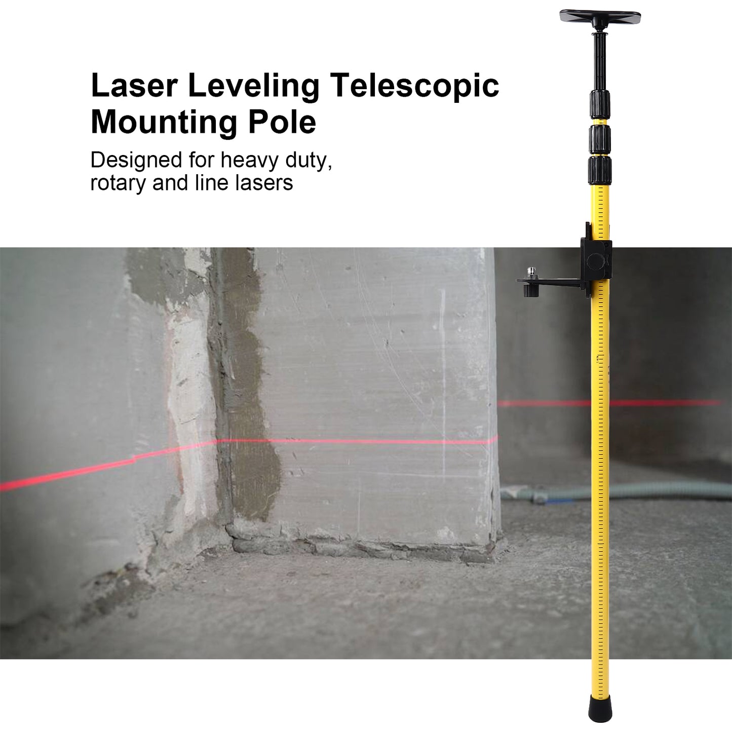 2.8 Meter Laser Leveling Telescoping Pole Adjustable Mounting Pole For Rotary And Line Lasers