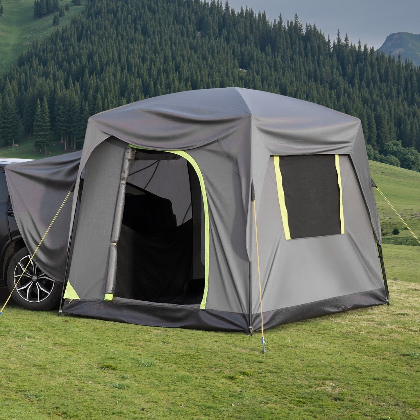 SUV Tent For Camping, 10FT L X 8FT W, Waterproof PU2000mm Spacious Double Layer Design For 5-8 Person, SUV Camping Tent With Mesh Windows, Includes Rainfly & Storage Bag, For Outdoor Activities