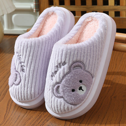 EVA Thick-soled Cotton Slippers Cartoon Bear Plush Cotton Slippers