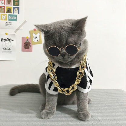 Plastic Big Gold Chain Dog Cat Necklace