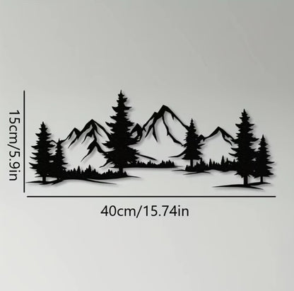 Rustic Metallic Wall Art,Evergreen Forest Mountain Design,Great For Child's Room