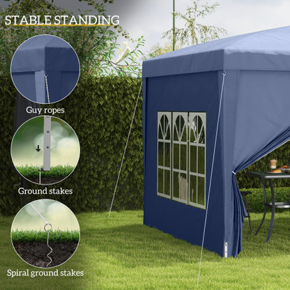 Outsunny 3 X 3m Pop Up Gazebo, Water And UV Resistant Party Tent Camping Canopy Marquee With Carry Bag, Blue