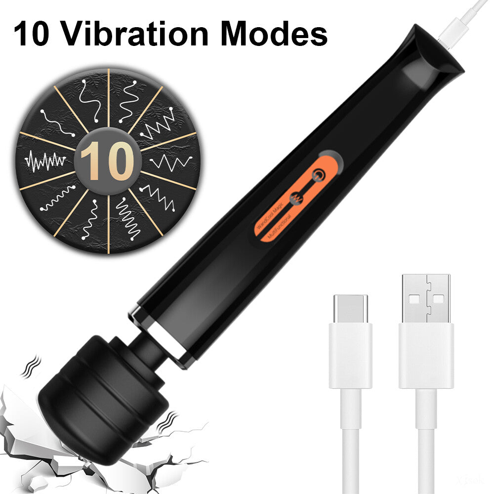 Magic Massager Wand Vibration 10 Speeds Vibrating Massage Full Body Magic Therapy Motor USB Rechargeable