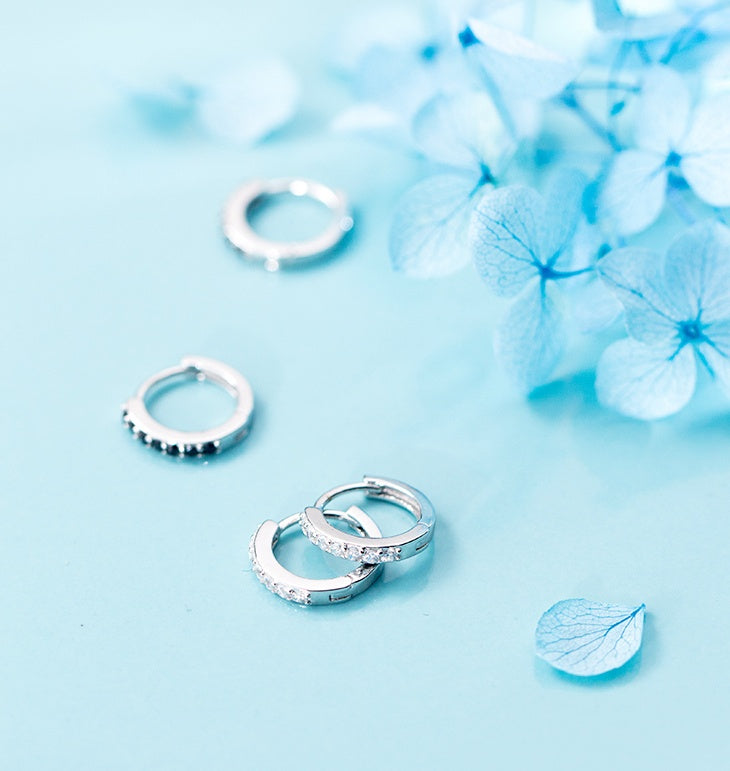 Korean style micro-encrusted circle earrings small earrings earrings jewelry