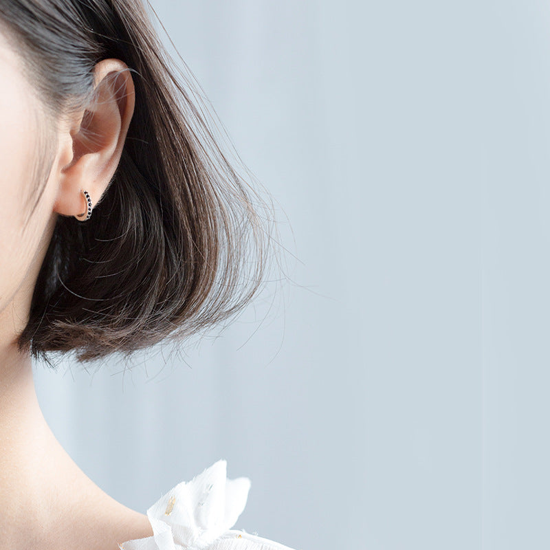 Korean style micro-encrusted circle earrings small earrings earrings jewelry