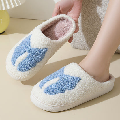 Cute Cartoon Bow Knot Cotton Slippers