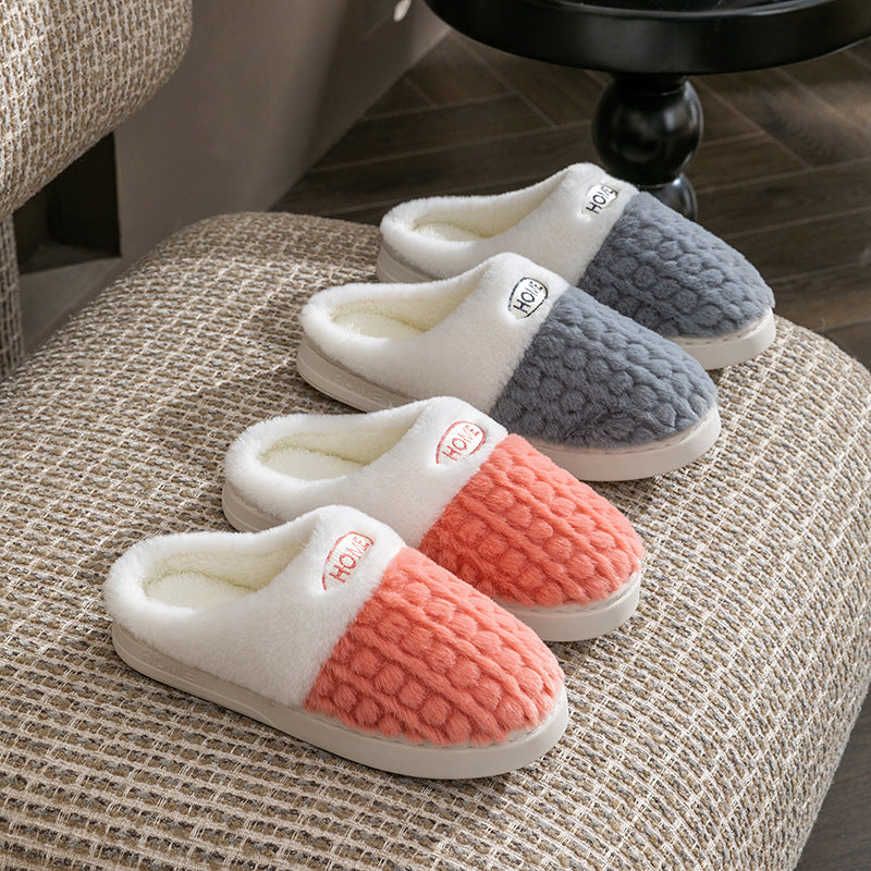 Women's Non-slip Thick Bottom Color Matching Cotton Slippers