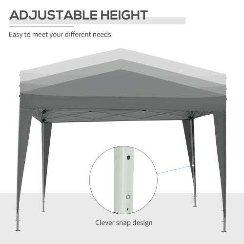 Outsunny 3 X 3 Meters Pop Up Water Resistant Gazebo Wedding Camping Party Tent Canopy Marquee With Carry Bag And 2 Windows, Grey