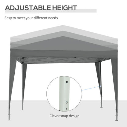 Outsunny 3 X 3 Meters Pop Up Water Resistant Gazebo Wedding Camping Party Tent Canopy Marquee With Carry Bag And 2 Windows, Grey