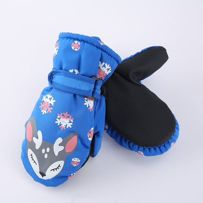 Cartoon Snowflake Deer Fever Gloves For Children