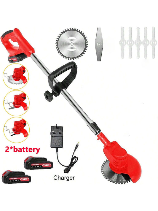 Electric Strimmer Grass Trimmer Cutter Garden Edger 21V Cordless 2 Battery