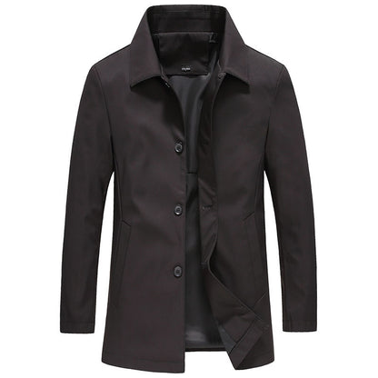 Fall Winter Men Polo Collar Solid Color Business Jacket Short Button Lightweight Coat