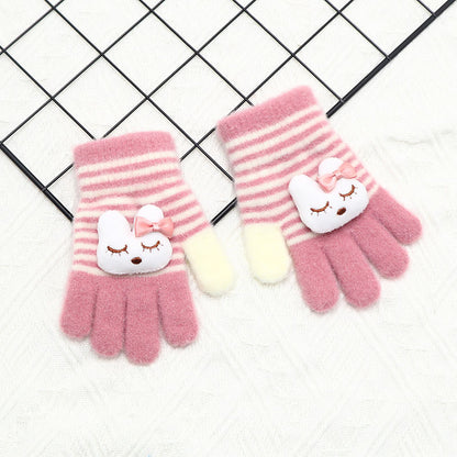 Children's Gloves Winter Warm Five Finger Girls Cute Baby Cartoon Boys Primary School Children Finger Autumn Winter