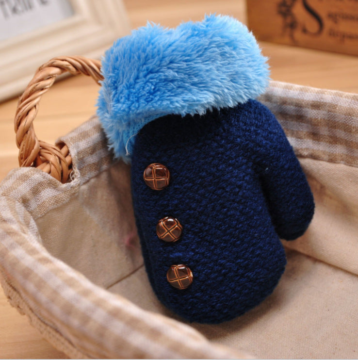 Children'S Gloves Winter New Boys Warm Baby Bag Refers To Children Plus Velvet Thick Knitted Woolen Gloves