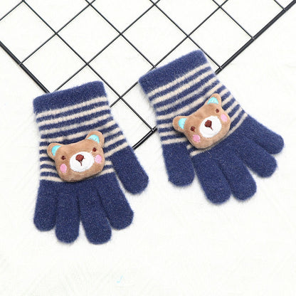 Children's Gloves Winter Warm Five Finger Girls Cute Baby Cartoon Boys Primary School Children Finger Autumn Winter