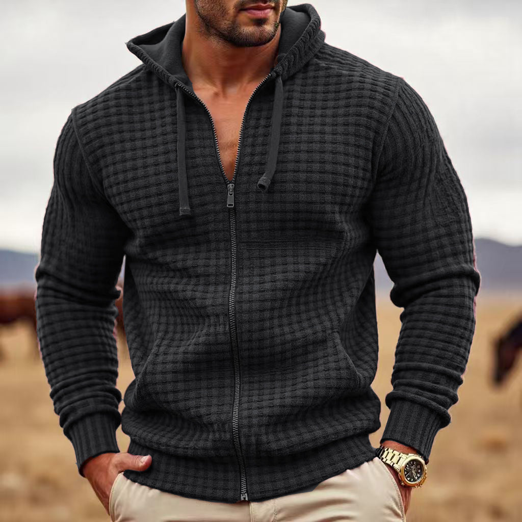 Men's Coat Contrast Color Zipper Casual Sweatshirt