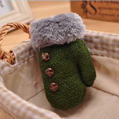 Children'S Gloves Winter New Boys Warm Baby Bag Refers To Children Plus Velvet Thick Knitted Woolen Gloves