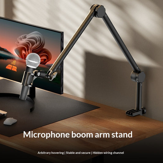 Microphone Boom Arm Stand For Live Streaming And Singing, With Universal Swivel And Foldable Design