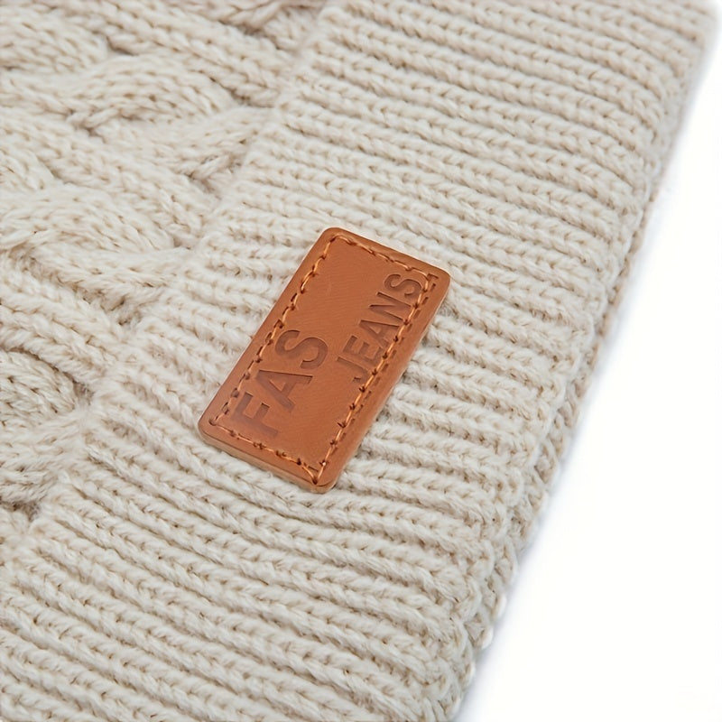 2pcs+1pair Autumn/Winter Knitted Hat, Neck Gaiter & Gloves Set With Fur Ball For Girls, Casual Going Out Beanie For Babies (1-3 Years)