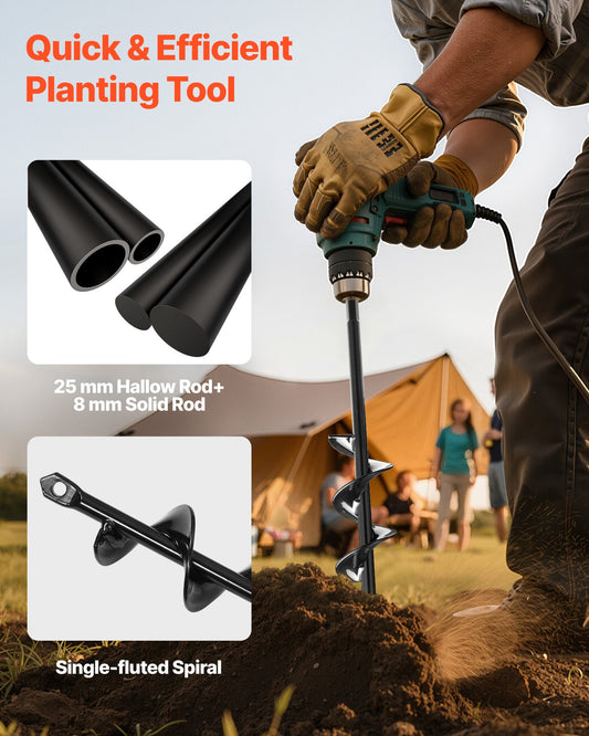 Auger Drill Bit For Planting Set Of 2, 3.15 X 11.81 In 1.57 X 8.67 In, Spiral Drill Bit For  Hex Drive Drills, Heavy Duty Bulb Planter Tool, Hole Drilling Attachments For Digger