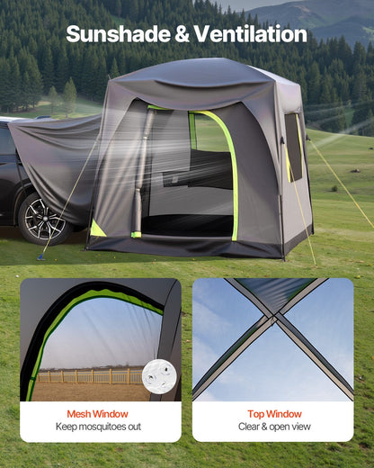 SUV Tent For Camping, 10FT L X 8FT W, Waterproof PU2000mm Spacious Double Layer Design For 5-8 Person, SUV Camping Tent With Mesh Windows, Includes Rainfly & Storage Bag, For Outdoor Activities