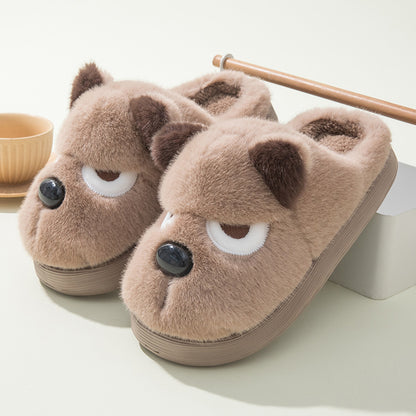 Warm And Cute Puppy Platform Non Slip Cotton Slippers