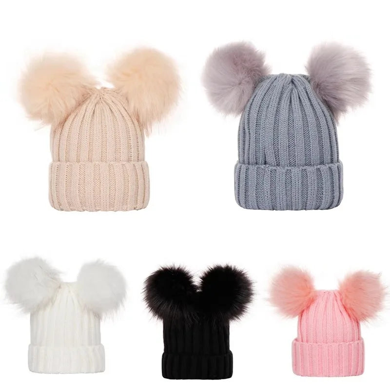 New Mother Kids Winter Hats for Baby Girl Boy Bobble Hat Kids Cap for Children Pompom Baby Beanie Infant Bonnet Accessories 0-3Y