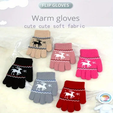 Brand New Child Kids Baby Girls Boys Winter Knitted Gloves Cartoon Warm Mittens Toddlers Outdoor Cartoon  Cute Gloves5-12 Years