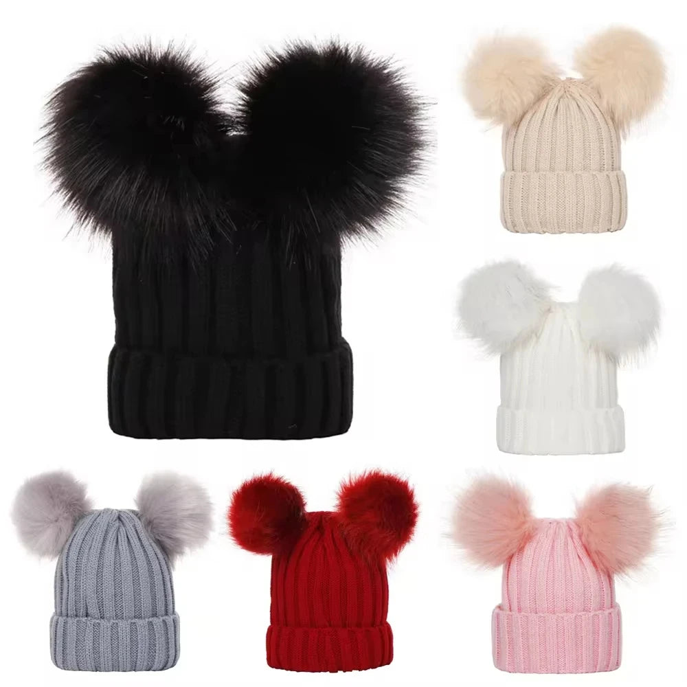 New Mother Kids Winter Hats for Baby Girl Boy Bobble Hat Kids Cap for Children Pompom Baby Beanie Infant Bonnet Accessories 0-3Y