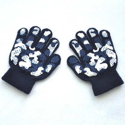 New Camouflage Anti Slip 3-6Y Children Winter Knitted Warm Gloves For Boys Girls Student Mittens Outdoor Cycling Skiing Gloves